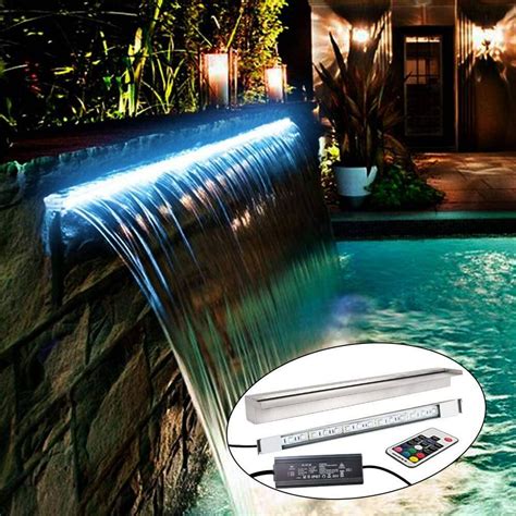 Lighted Waterfall Pool Fountain With Led 7 Color Changing
