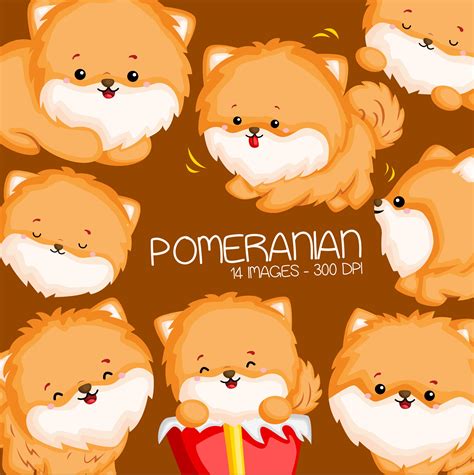 Cute Pomeranian Clipart Dog Breed Clip Art Cute Animal Etsy