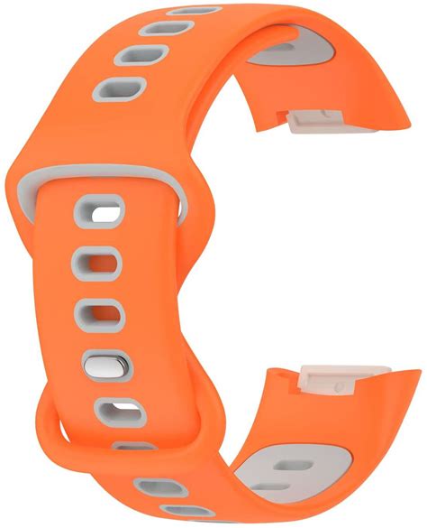Silicone Sport Strap For Fitbit Charge 5 Orange And Grey Buy Online