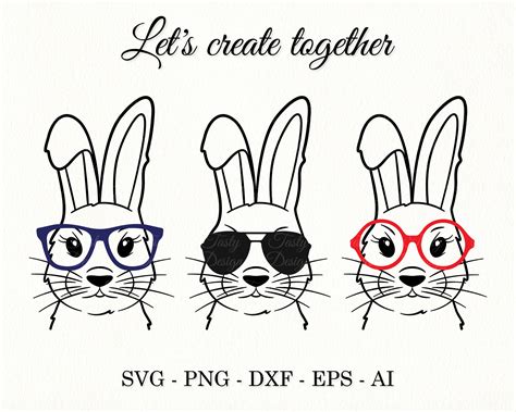 Bunny With Glasses Svg Easter Bunny Svg Rabbit With Sunglasses Etsy Uk