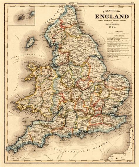 Items Similar To England Map United Kingdom Map Antique Map Of Uk