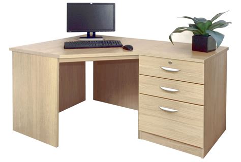 Small Office Corner Desk Set With 3 Drawers Sandstone