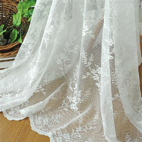 Romantic White Floral Patterned Yarn Lace Curtains Lace Curtains White Lace Curtains French