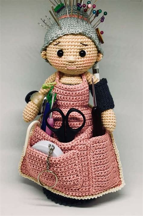Crocheted Pin Cushion And Sewing Tool Assistant Doll Making Pinterest