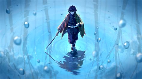 Kimetsu no yaiba and download freely everything you like! Demon Slayer Giyuu Tomioka With Sword Reflecting On Water With Background Of Blue Water And ...