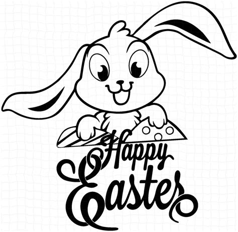 Happy Easter Bunny Svg Svg Png Dxf Free Outline Svg Etsy