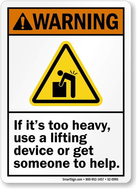 Lifting Instruction Signs Safe Lifting Signs Back Saf