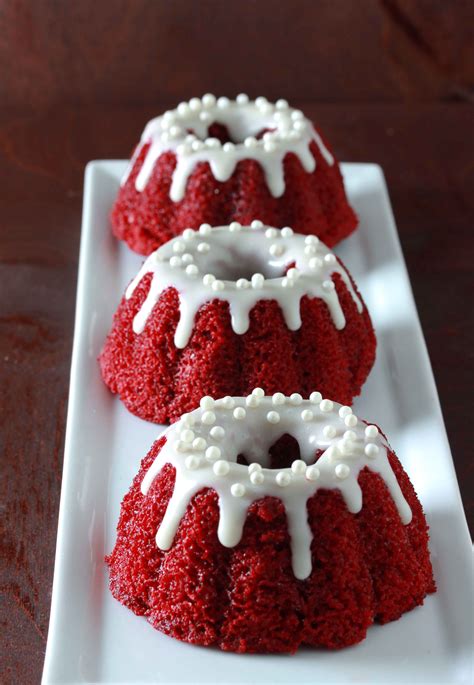 Mini Red Velvet Bundt Cakes With Cream Cheese Glaze Overtime Cook