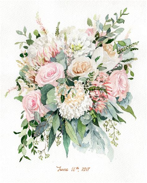 Watercolor Flower Bouquets Custom Work Valentines Day T