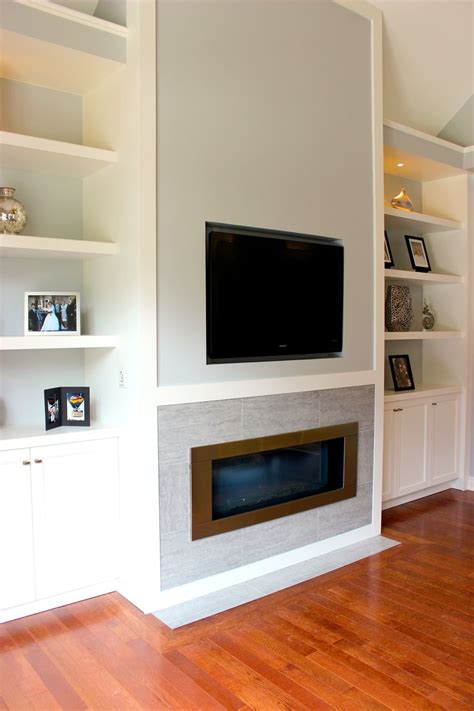 white living room wall unit  built  television