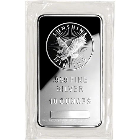 10 Oz Silver Bar Sunshine Minting 999 Fine Ebay