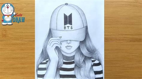 How To Draw A Girl With Cap A Girl With Bts Cap