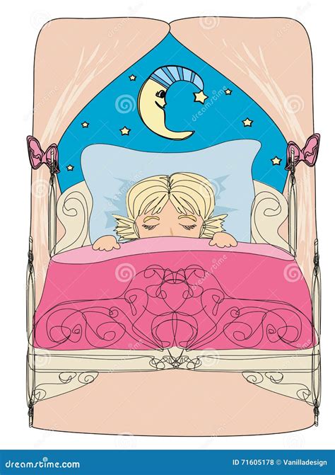 Little Girl Dreaming Stock Vector Illustration Of Asleep 71605178