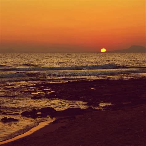 Beautiful Summer Sunset By The Sea Amazing Scenery On The Beach With