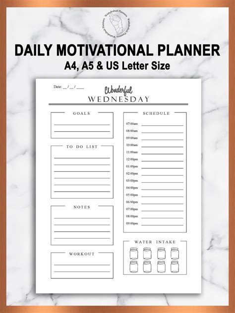 Daily Motivational Planner Printable Weekly Planner Day Etsy