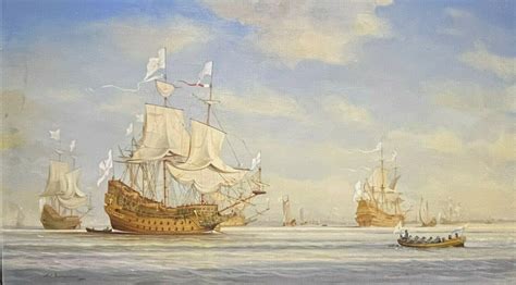 H C Arrowsmith Large British Historical Maritime Oil Painting