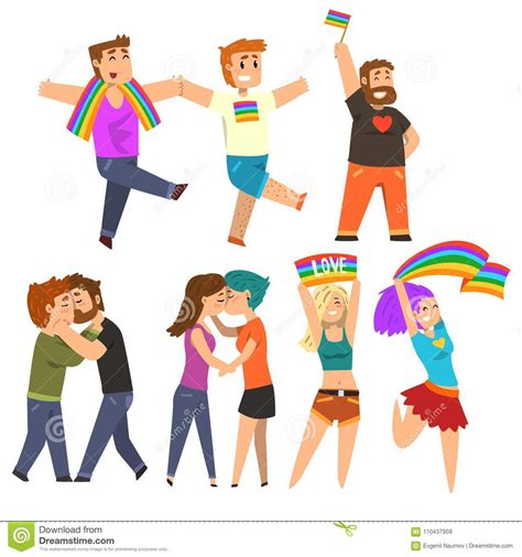 comunidad de lgbt que celebra el orgullo gay ejemplos del vector de la historieta del desfile