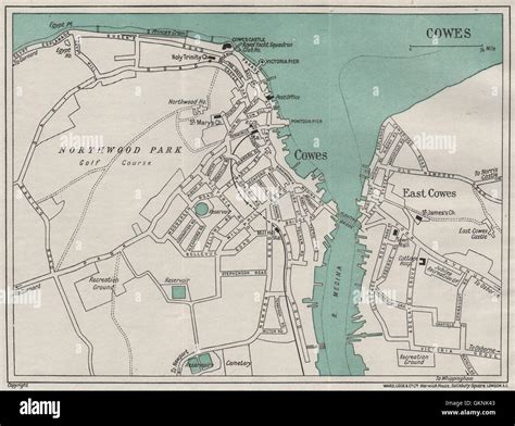 Cowes Vintage Towncity Plan Isle Of Wight Ward Lock 1929 Vintage