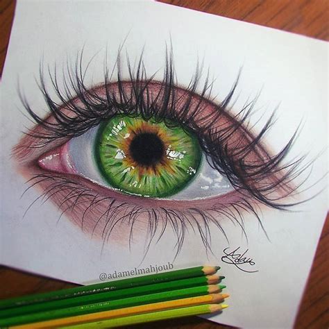 Green Eye Color Pencil Drawing Easy Drawing Ideas