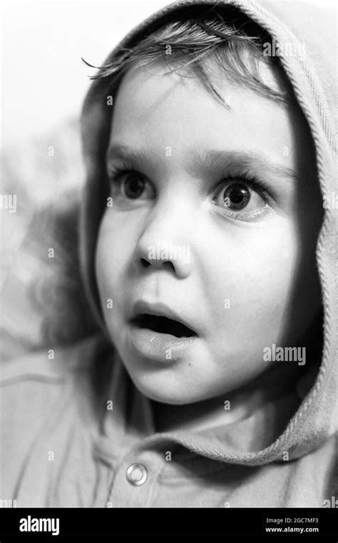 Childrens Candid Emotions On The Face Portrait Of A Little Boy With