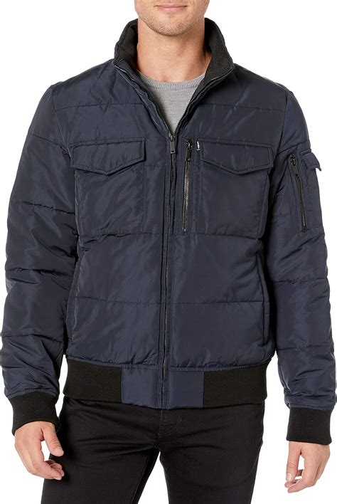 Dkny Mens Quilted Performance Bomber Jacket Insulated Uk