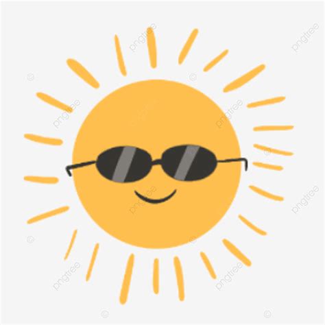 Sonriente Verano Sol Mascota Personaje De Dibujos Animados Con Gafas