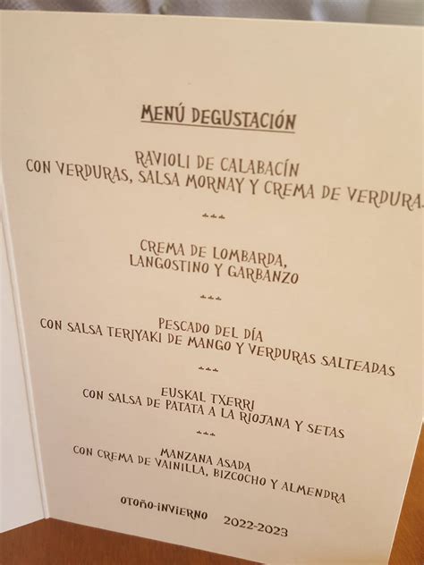 Carta De Restaurante Karlos Argui Ano Zarauz