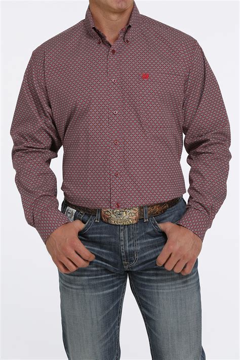 cinch jeans men s medallion button down western shirt burgundy red