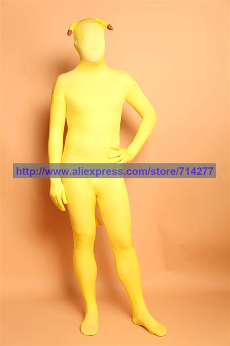 Custom Made Yellow Pikachu Fullbody Lycra Spandex Zentai Animal Suit
