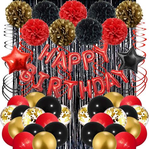 Red And Black Birthday Party Decorations Kit Set Of 55 Theme My Party