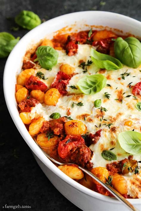 Cheesy Baked Gnocchi With Tomatoes And Sausage From Afarmgirlsdabbles