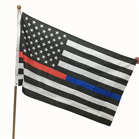American Flag Thin Blue Line Red Line Police Fire Respect And Honor Law