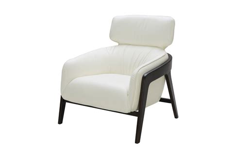 Modern White Leather Accent Chair With Dark Wood Legs Virginia Beach