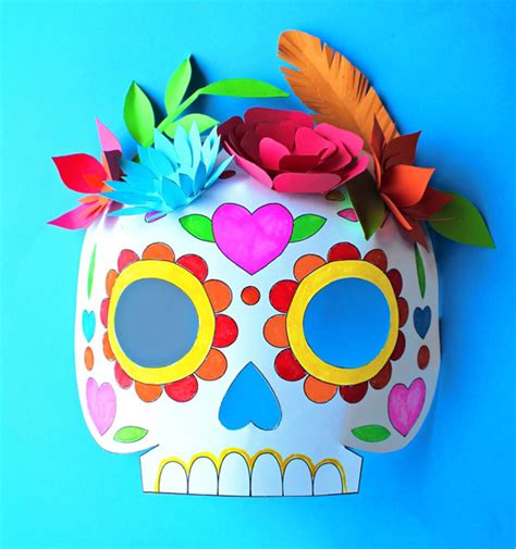 Day Of The Dead Party Ideas Color In Calavera Masks Activity