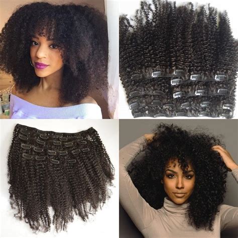 Mongolian Virgin Hair African American Afro Kinky Curly Hair Clip In