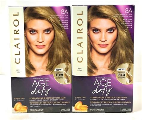 2 Pack Clairol Age Defy 8a Medium Ash Blonde Permanent Hair Dye Color