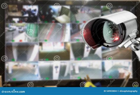 Cctv Security Camera Monitor In Office Building Stock Photo Image Of