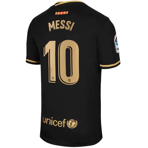 His first goal would follow against albacete at the messi has won seven league titles with barca, and in the 2008/09 campaign, after inheriting ronaldinho's number 10 jersey, he scored. Lionel Messi Barcelona 2020/21 Away Jersey - Black ...