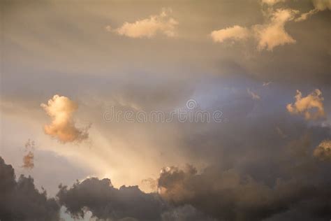 The Sky After A Summer Thunderstorm Orange Cumulus Clouds Sunset