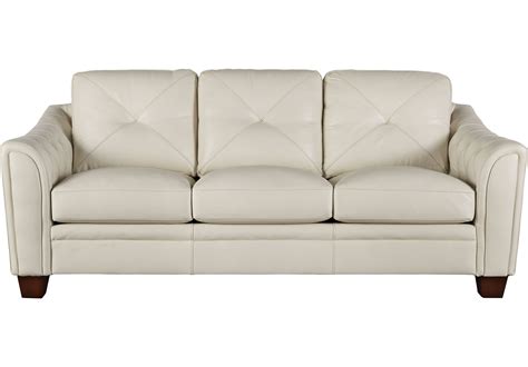 Cindy Crawford Home Marcella Ivory Leather Sofa Best Leather Sofa