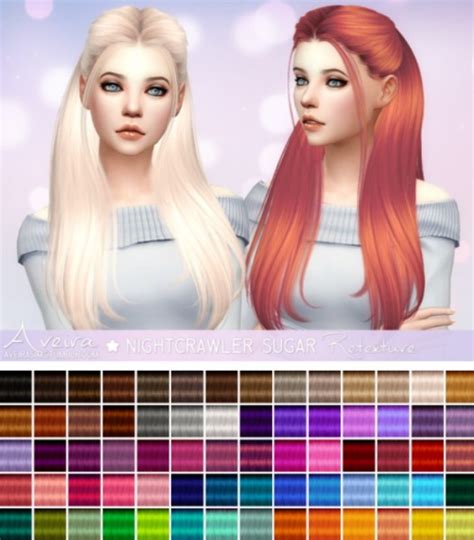 Sims 4 Hairs Aveira Sims 4 Nightcrawler`s Sugar Hair Retextured