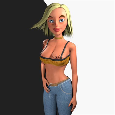 D Sexy Cartoon Girl Rigged Model Turbosquid