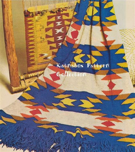 Crochet Navajo Blanket Afghan Pattern Kc0968 Etsy