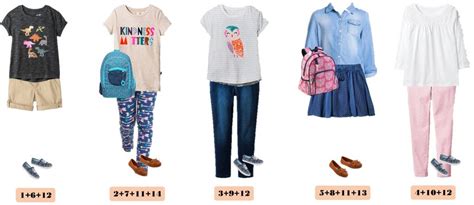 Girls Back To School Capsule Wardrobe Mix And Match Outfits