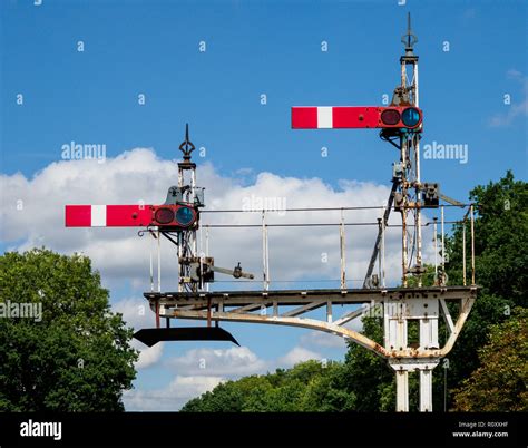 Old Railway Semaphore Signals Stock Photo Alamy