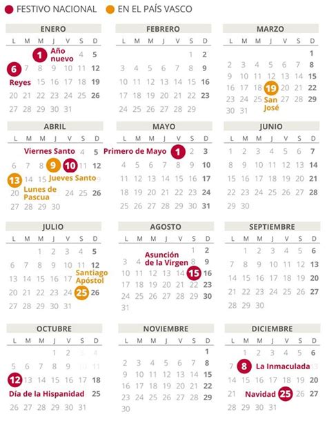 Calendario 2022 Pais Vasco Calendario Gratis