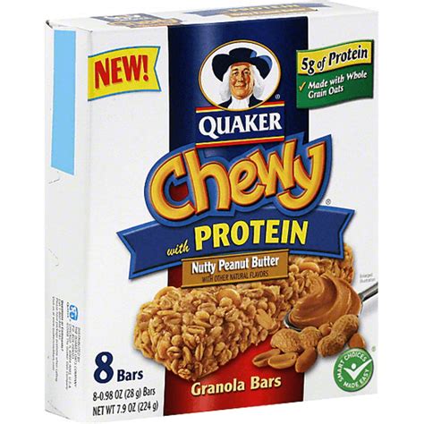 Quaker Chewy Granola Bars With Protein Nutty Peanut Butter Cereal