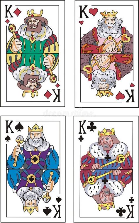 Set Of Kings Playing Cards 62x90 Mm Stock Vector Illustration Of