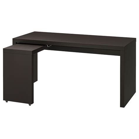 Malm Desk With Pull Out Panel Black Brown 151x65 Cm Ikea