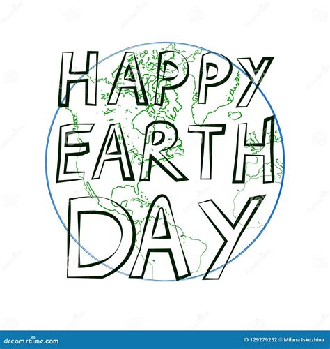 Happy Earth Day With Earth Isolated Vector Stock Vector